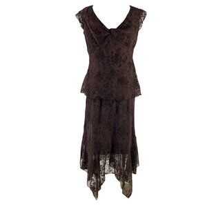 Vintage CDC Lace Burnout Velvet Skirt Set Whimsigoth Fairygrunge Y2K